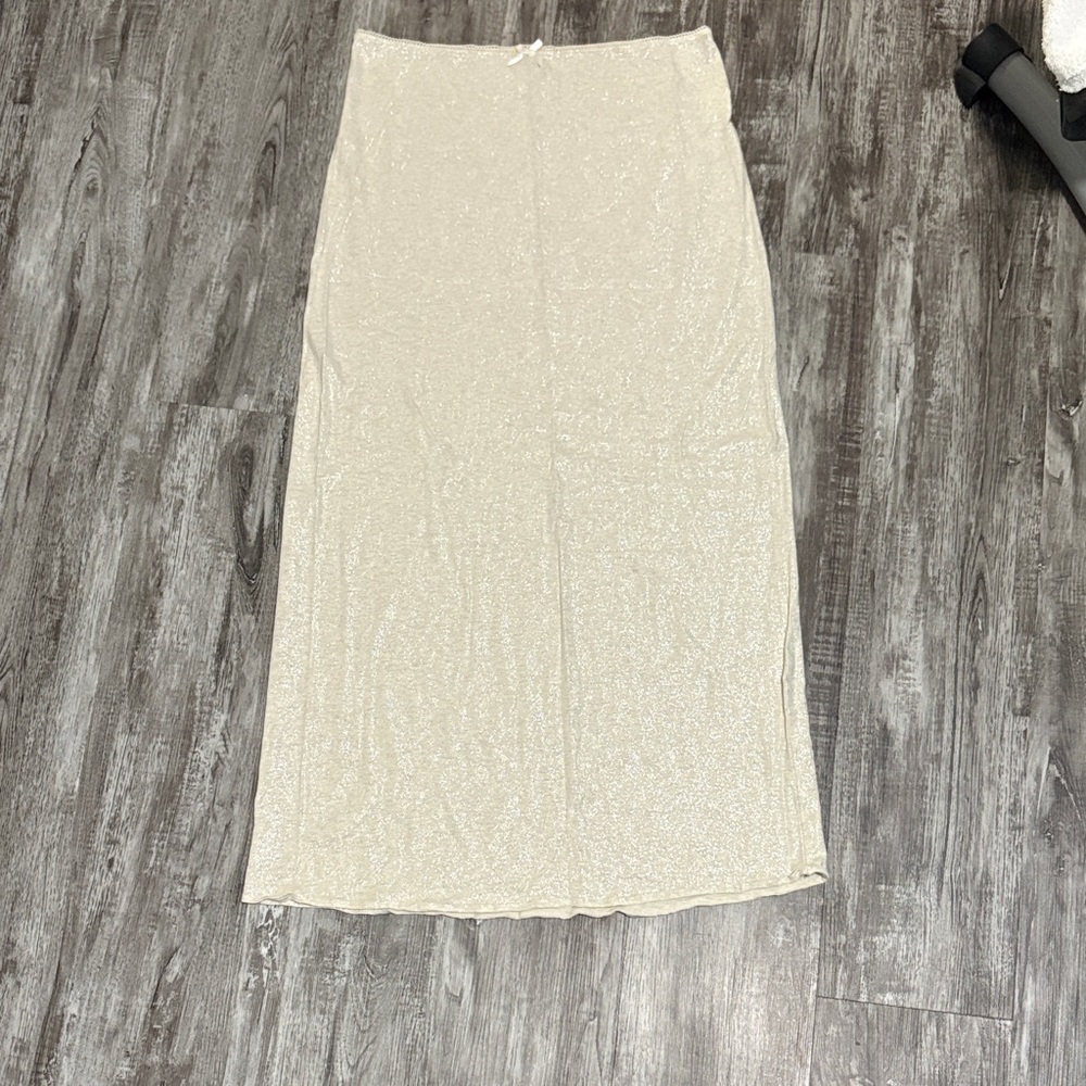 Aerie Shimmering Cream Pencil Maxi Skirt